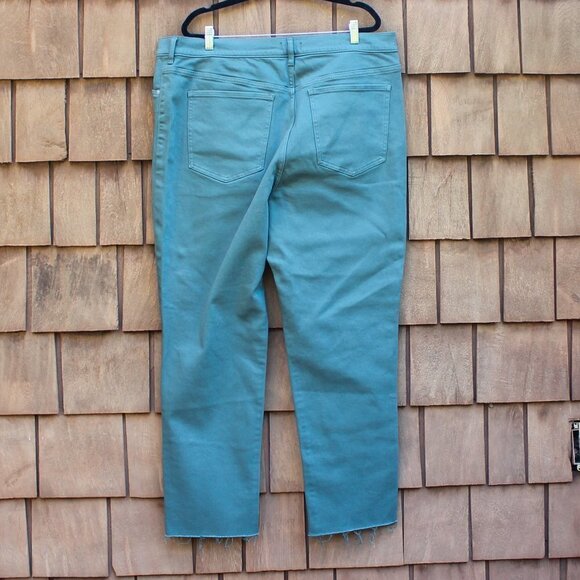 Express Super High Waisted Green Raw Hem Slim Jeans‎ NWT 18 Long Plus Size - Picture 7 of 7